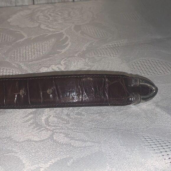 Vintage Statement Animal Brighton Silver Elephant Buckle Crocodile Leather Large - Picture 9 of 11